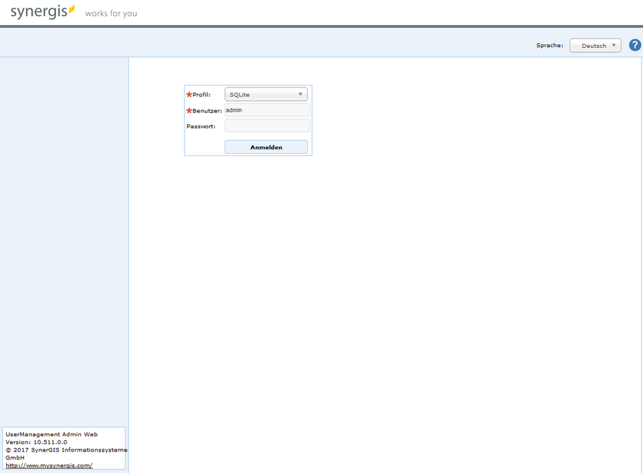 Start der UserManagementAdminWeb Anwendung