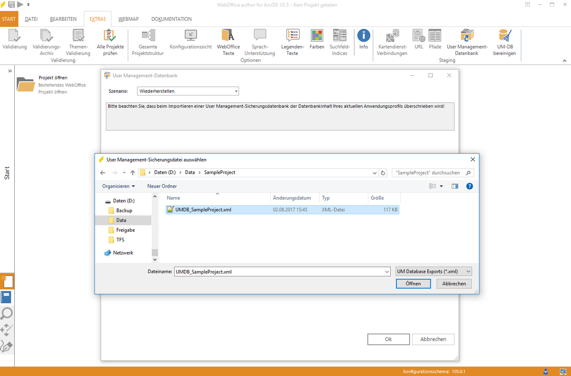 Wählen Sie die Beispiel UMDB XML Datei Wählen Sie die Beispiel UMDB XML Datei