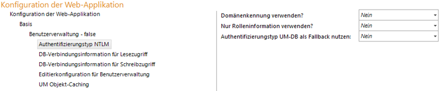 Konfiguration Authentifizierungstyp NTLM - Konfiguration