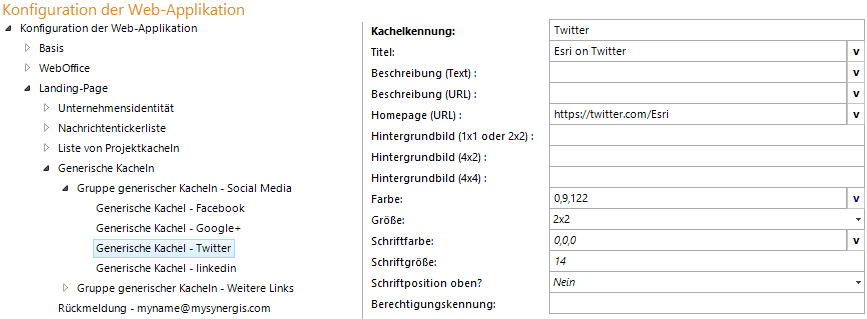Konfiguration - generische Kachel