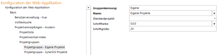 Konfiguration der Projektgruppe