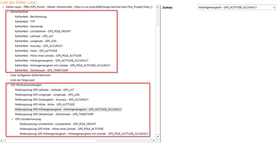 Konfiguration der GPS Attributzuordnung