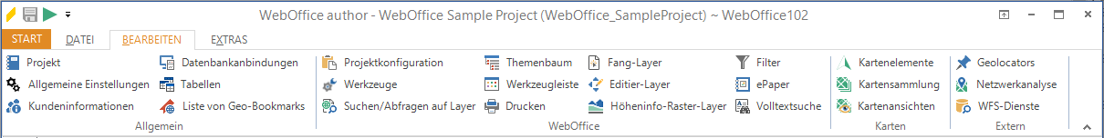 WebOffice author Menü Bearbeiten