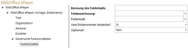 Kofiguration ePaper Generische Funktionsfelder