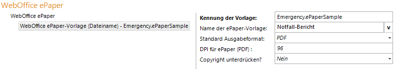 Konfiguration WebOffice ePaper Vorlage