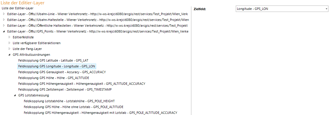 Konfiguration der GPS Attributzuordnung - Latitude Konfiguration der GPS Attributzuordnung - Latitude