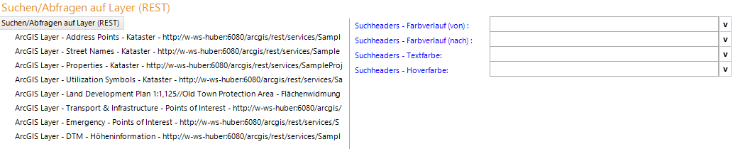 Suchen/Abfragen auf Layer Konfiguration Suchen/Abfragen auf Layer Konfiguration