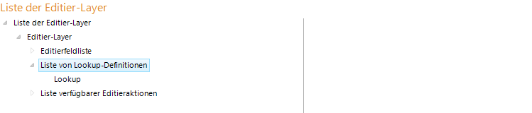 Liste von Lookup Definitionen Konfiguration - Editier-Layer
