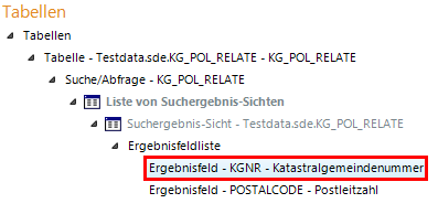 Ergebnisfeld der Zieltabelle