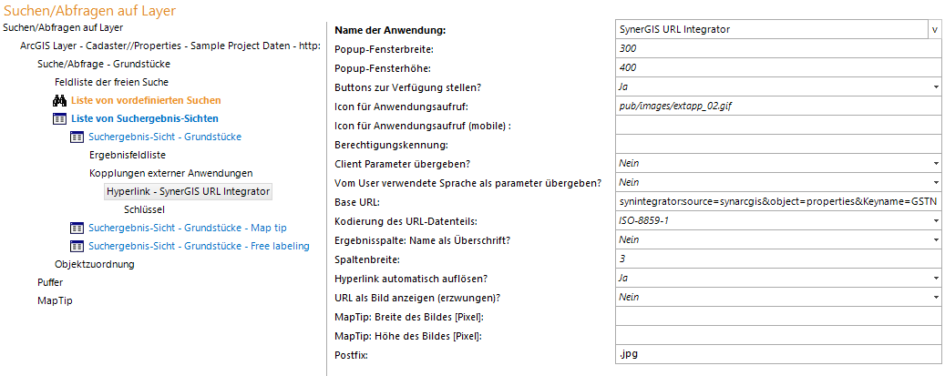 Hyperlink - SynerGIS URL Integrator Konfiguration