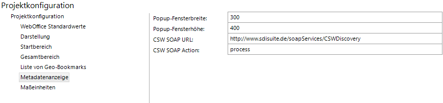 Metadatenanzeige Konfiguration Metadatenanzeige Konfiguration
