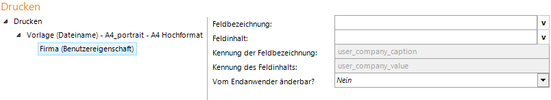 Konfiguration Firma (Benutzereigenschaft)