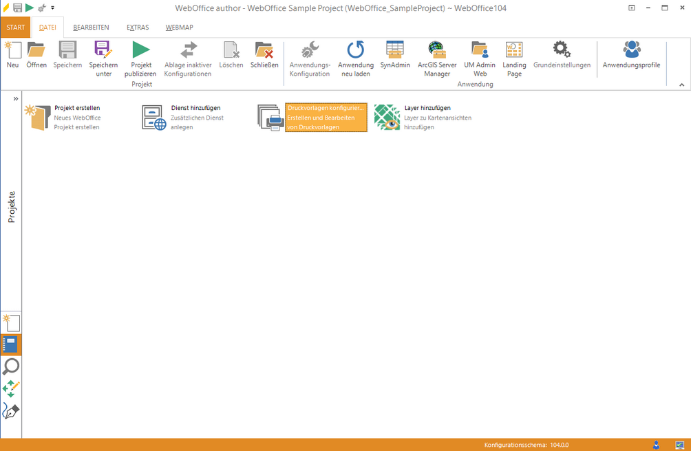 WebOffice author Stapelmenü Projekte