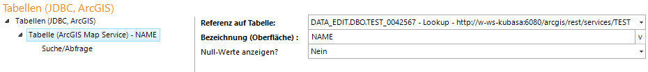 Tabelle (ArcGIS Map Service) - Konfigurationsparameter