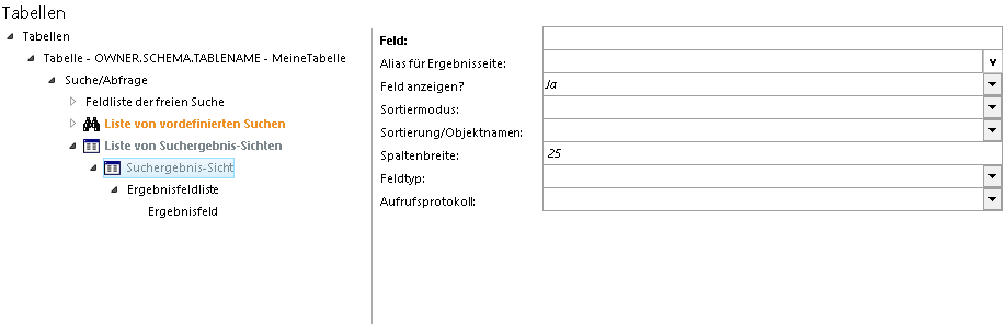 Liste von Suchergebnis-Sichten Liste von Suchergebnis-Sichten