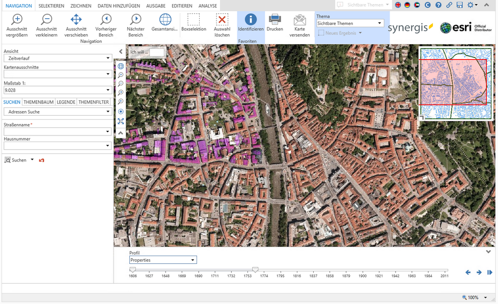 Anzeige der Objekte im Kartenbild bezogen auf den jeweiligen Zeitverlauf im WebOffice core Client