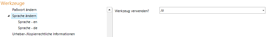 Sprache ändern Werkzeug Konfiguration