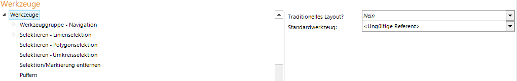 Konfiguration der Werkzeuge Konfiguration der Werkzeuge