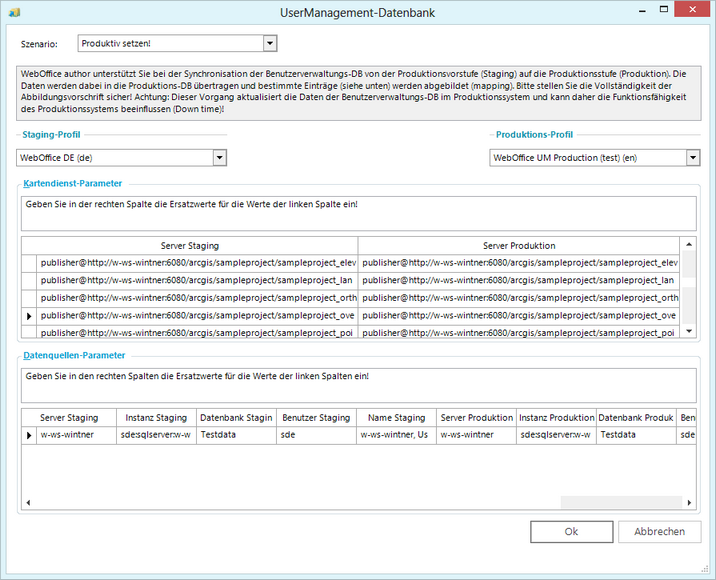 Produktiv setzen! - Szenario im Dialog UserManagement- Datenbank Produktiv setzen! - Szenario im Dialog UserManagement- Datenbank