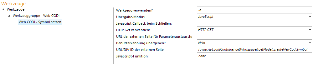 Konfiguration - Web CODI Symbol setzen