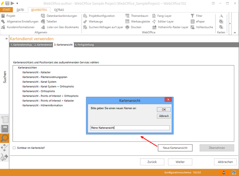 Assistent "Kartendienst hinzufügen" - neue Kartenansicht erstellen Assistent "Kartendienst hinzufügen" - neue Kartenansicht erstellen