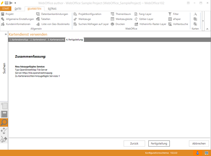 Assistent "Kartendienst hinzufügen" - Wizard fertigstellen Assistent "Kartendienst hinzufügen" - Wizard fertigstellen