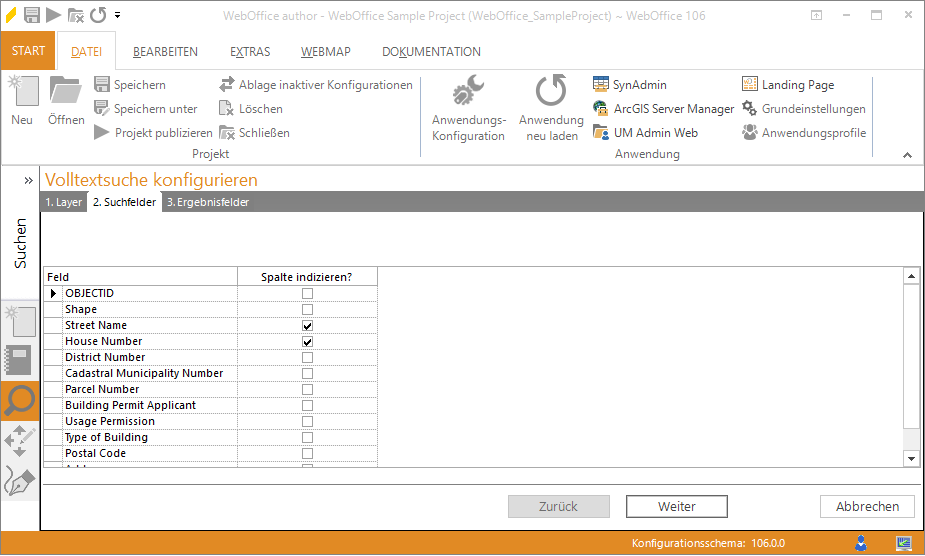 Assistent Volltextsuche - Suchfelder