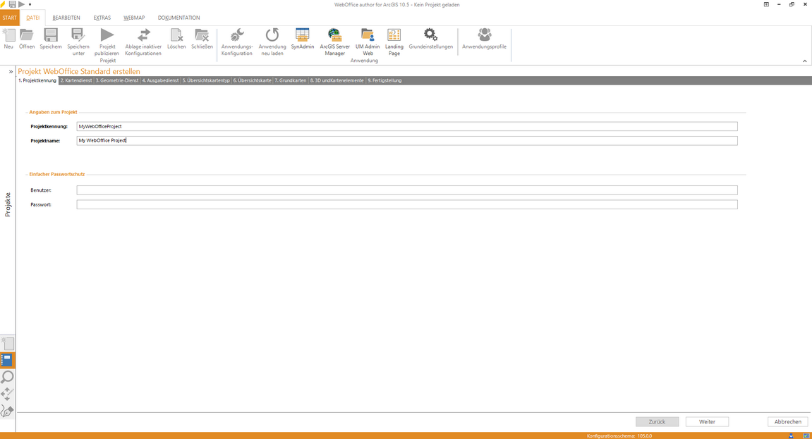 Wizard "Projekt erstellen" - Angaben zum Projekt