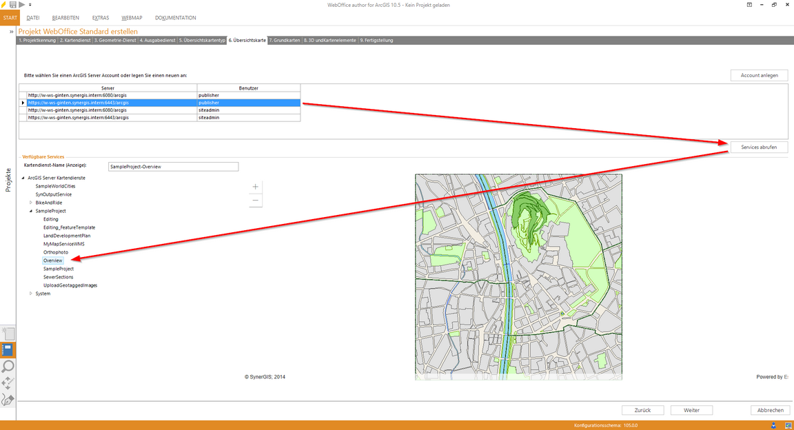 Wizard "Projekt erstellen" - Übersichtskarte&nbsp;