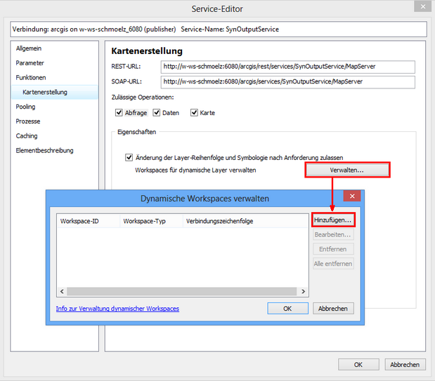 Dynamische Workspaces editieren