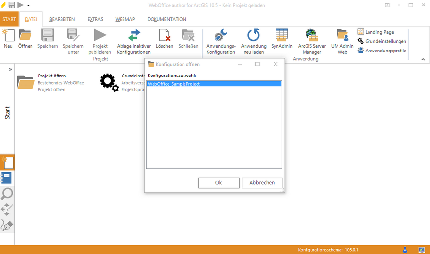 WebOffice author - Laden der Projektkonfiguration
