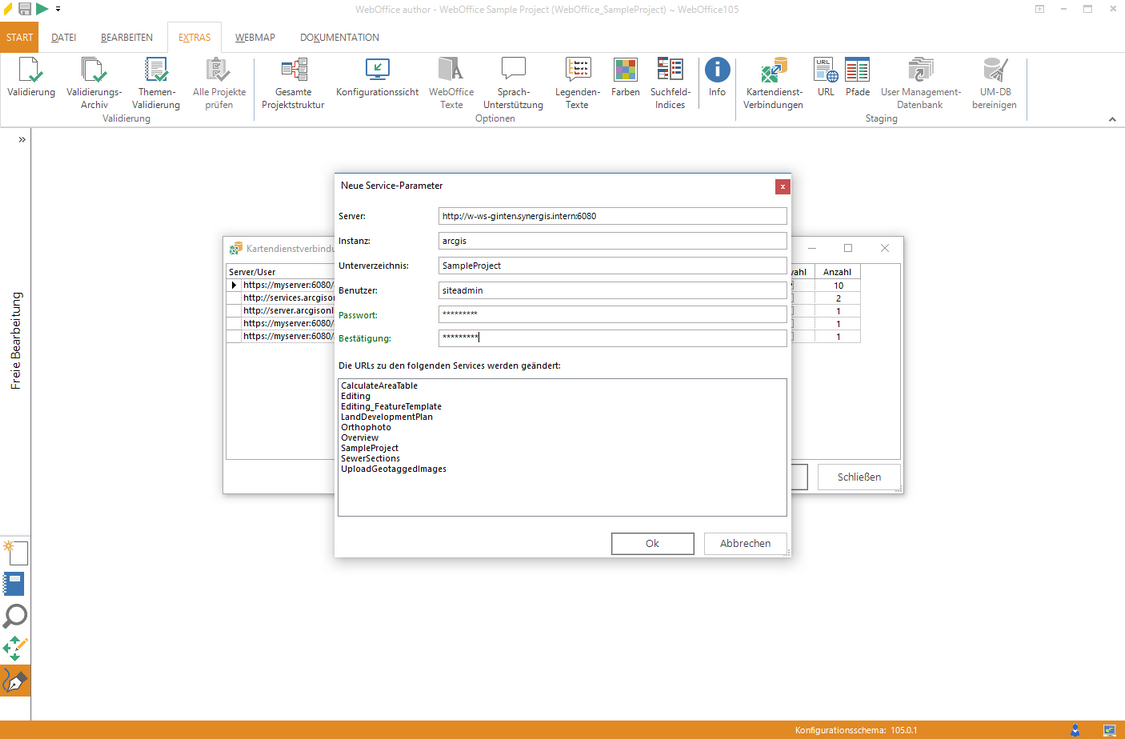 Anpassen des Benutzers und des Passworts der ArcGIS Kartendienste