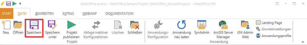 Speichern der Projektkonfiguration