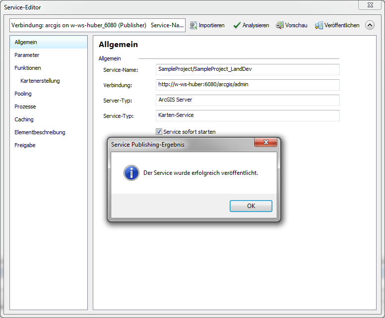 Bestätigung der erfolgreichen Veröffentlichung