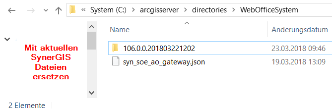 SynerGIS-Dateien im WebOfficeSystem Verzeichnis aktualisieren