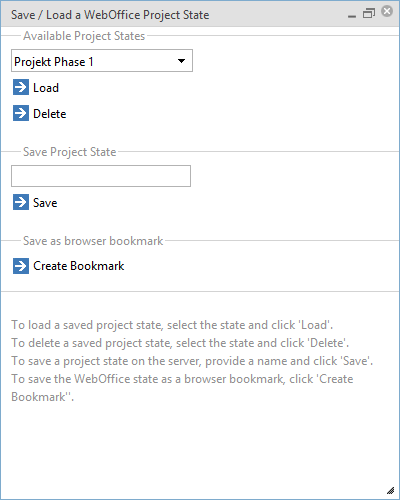 Adding a bookmark with active WebOffice usermanagement
