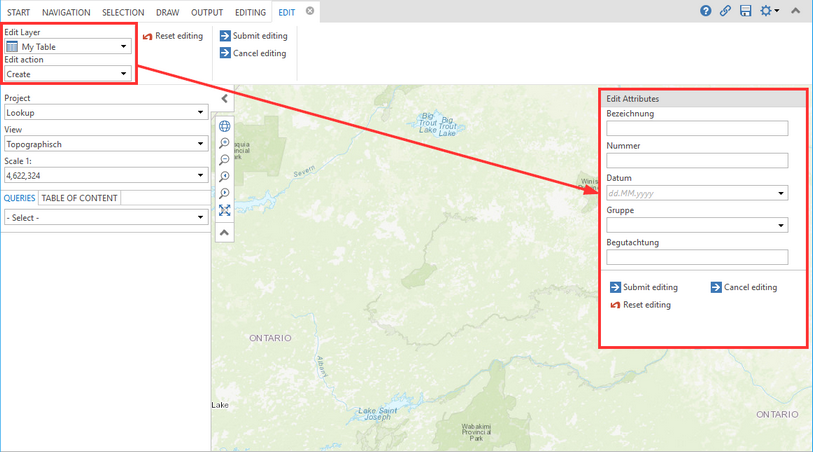 Edit action "Create"