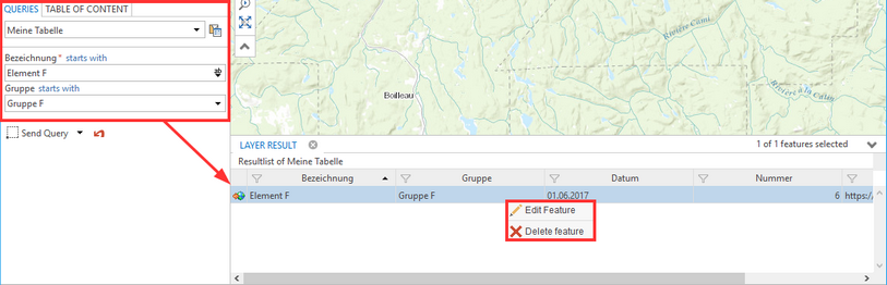 Edit action "Edit" which is open via an opened search result