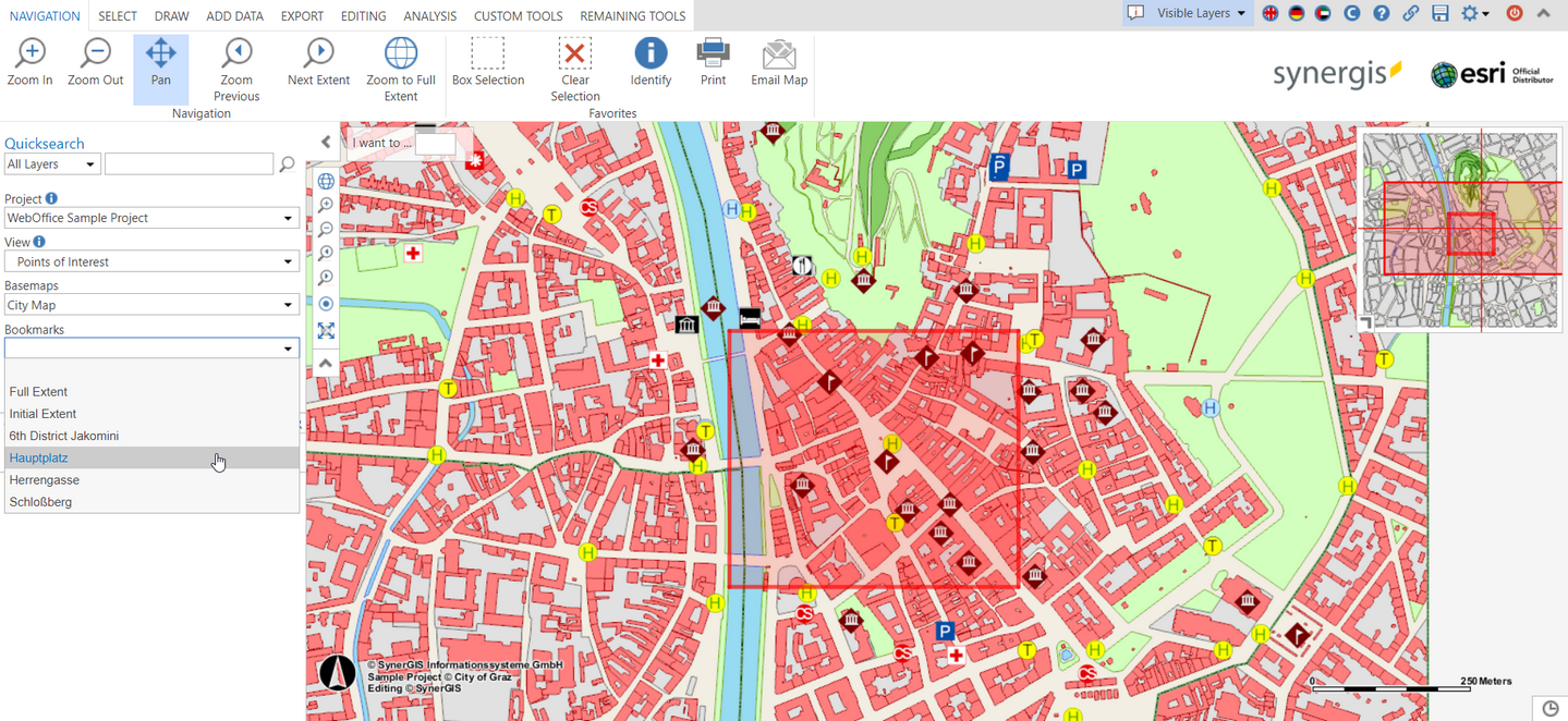 WebOffice core client - Preview of a Bookmark (Geo-Bookmark)