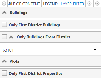 Example for Layer Filters including grouped Layercategroies in the WebOffice core client 