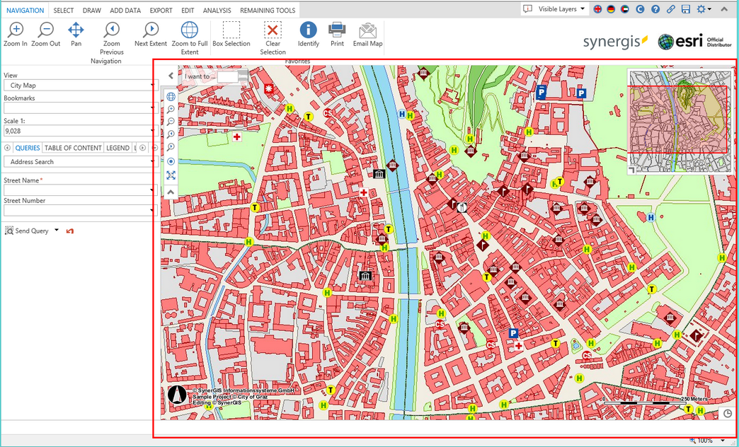 Main map display in WebOffice core client Main map display in WebOffice core client