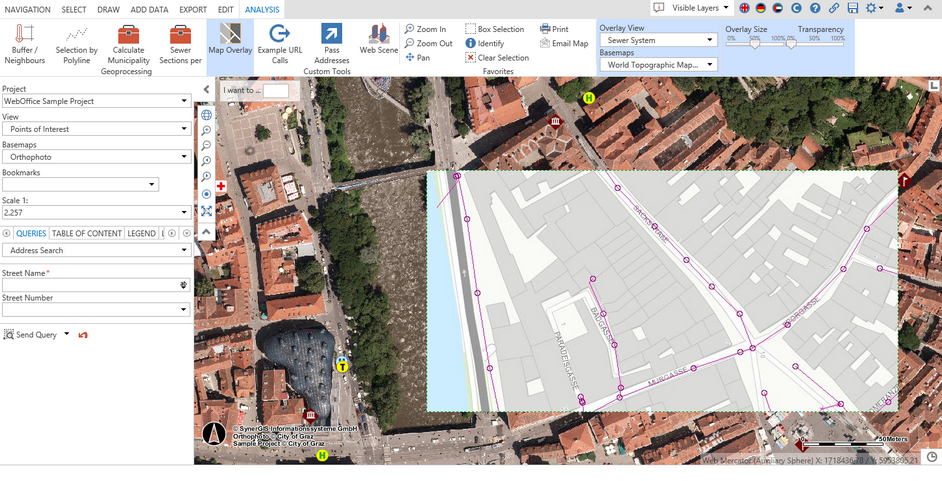 Map Overlay tool in the WebOffice core client