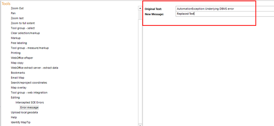 Intercepted SOE Errors - new message replaces the original text