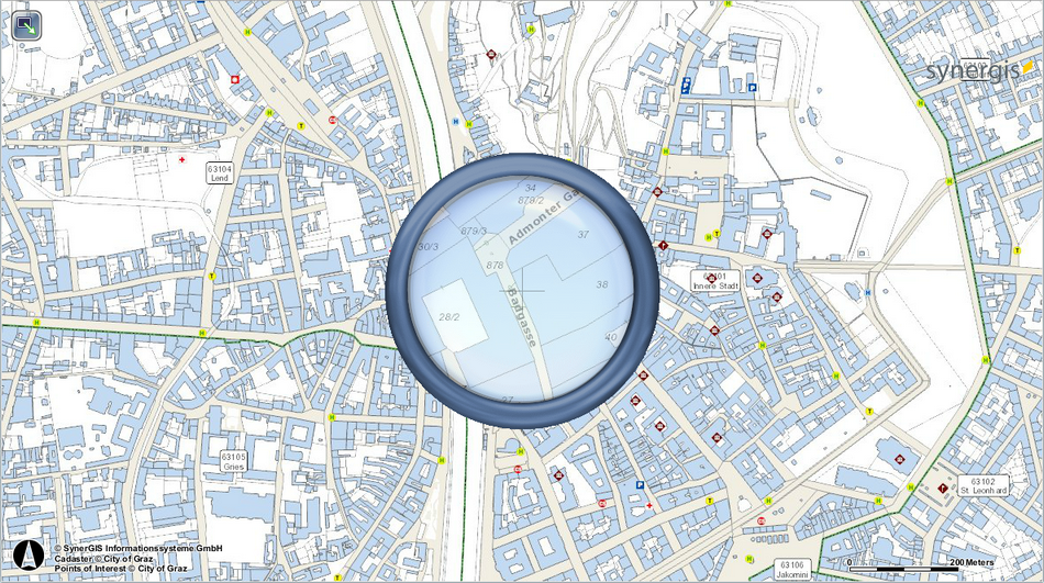 Activated magnifier tool in the WebOffice flex (flash) client