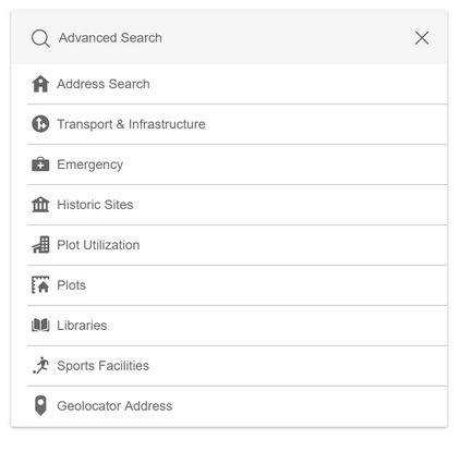 Various types of searches in the WebOffice flex client: 1. Only global full-text search, 2. Full-text search with thematic FTS, 3. Advanced search with predefined queries