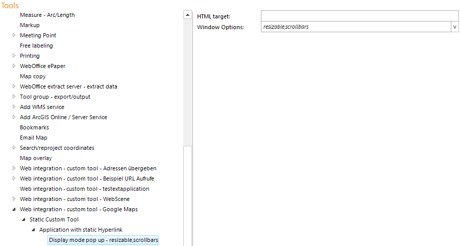 Configuring display mode pop up for Google Maps © Call 