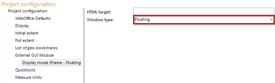 Konfiguration des Anzeigemodus iFrame