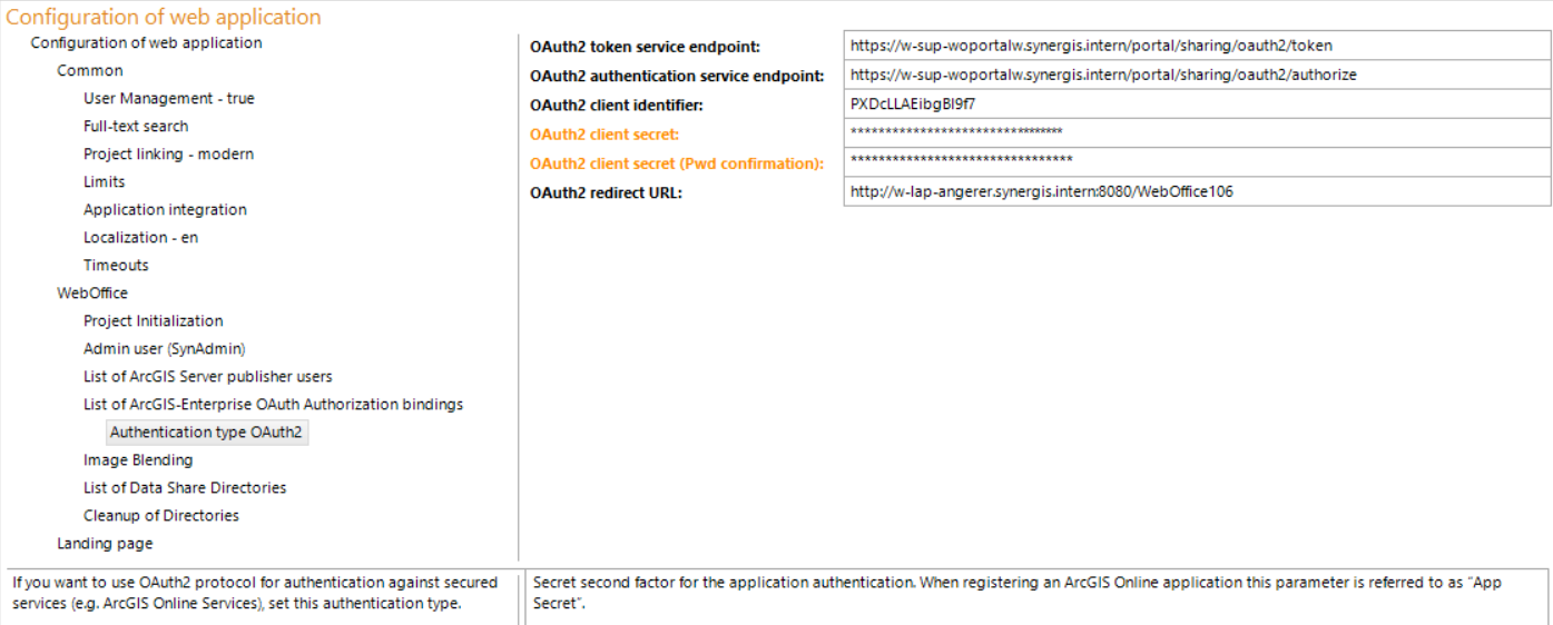 Configuration in the Applicatoin configuration  -Authentication type OAuth2
