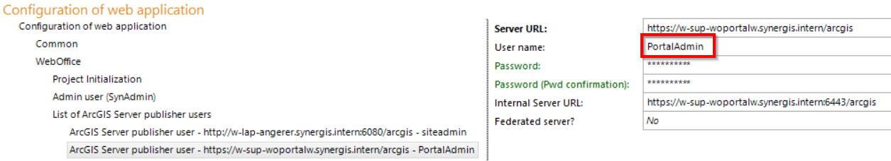 Configuration in the Application Configuration - Add portal administrator to the List of ArcGIS Server Users 