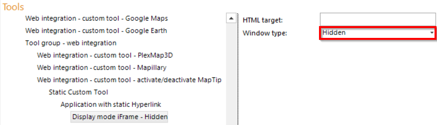 Configuraton of the display mode iFrame